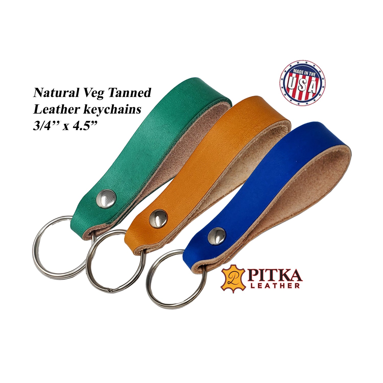 Leather Keychains vegetable Tanned-Hand Dyed