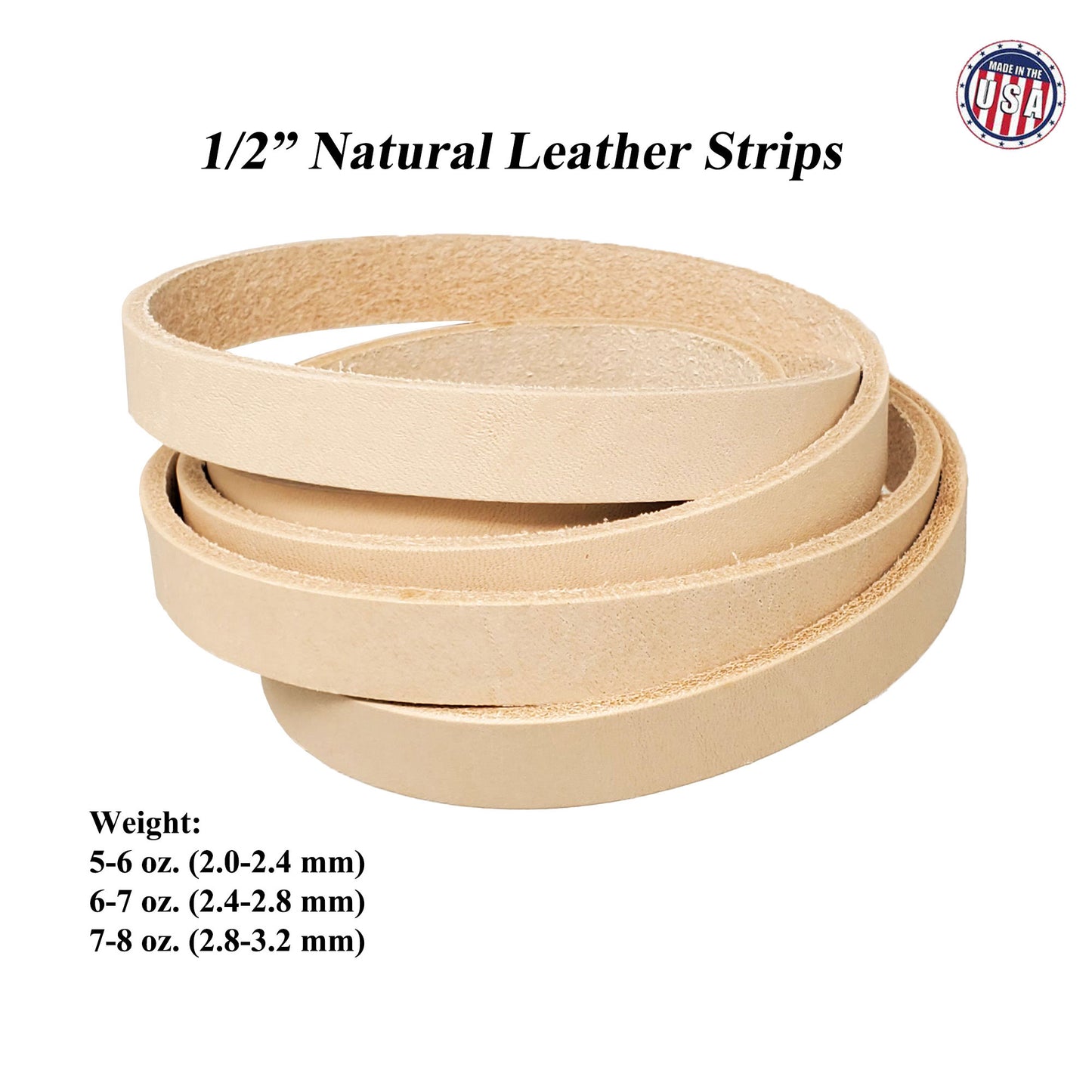 Vegetable Tanned Leather Strips 1/2"