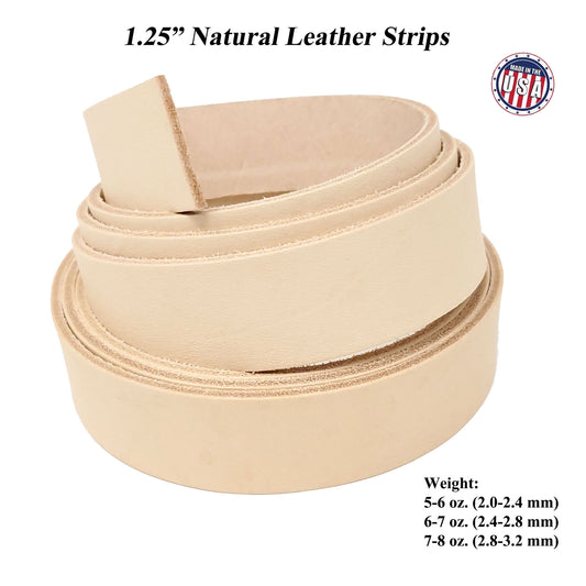 Vegetable Tanned Leather Strips 1.25 Inch