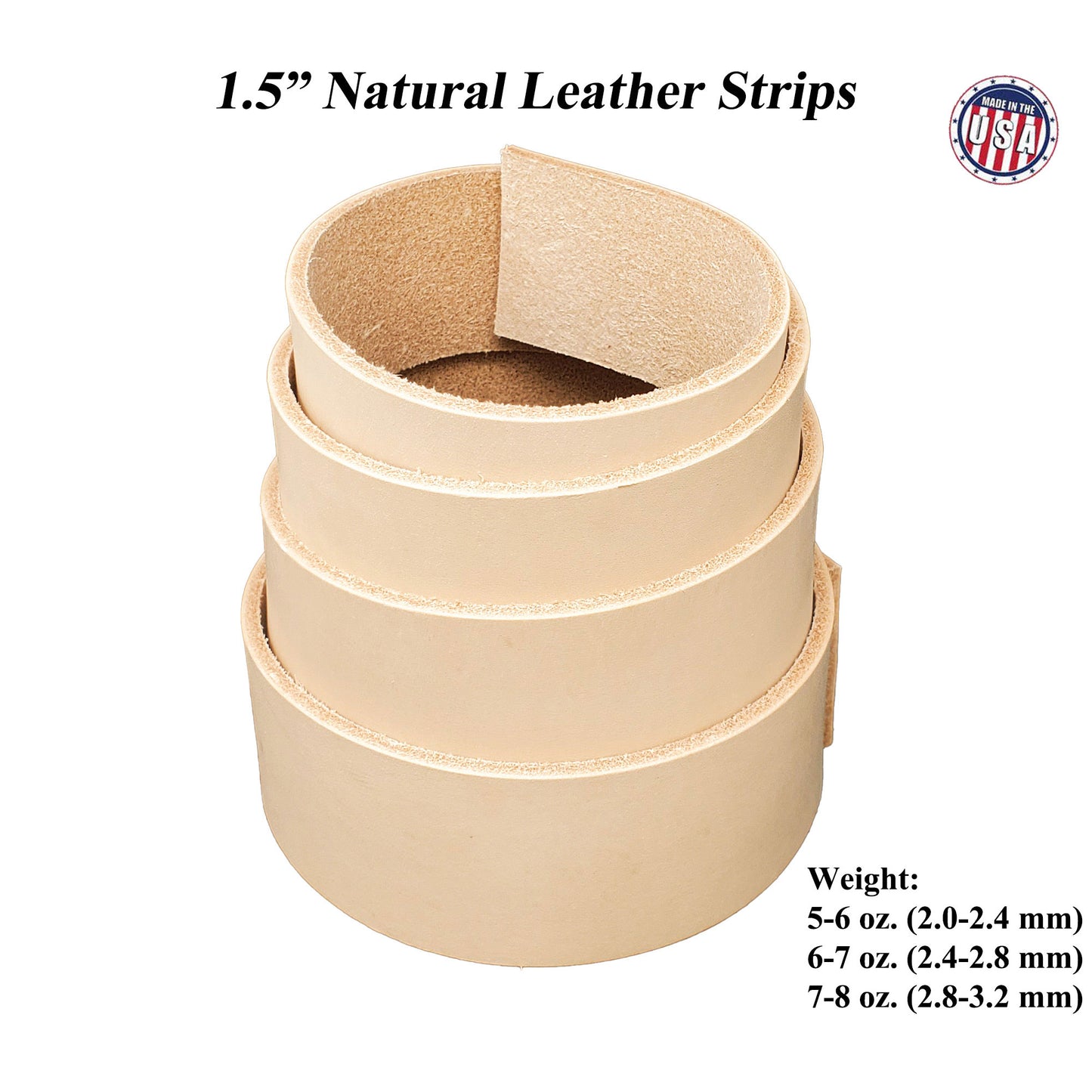 Vegetable  Tanned Leather strips 1.5 Inch