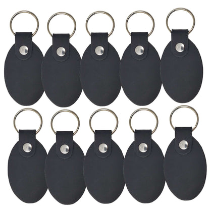 10 Pack Leather Keychains Black 