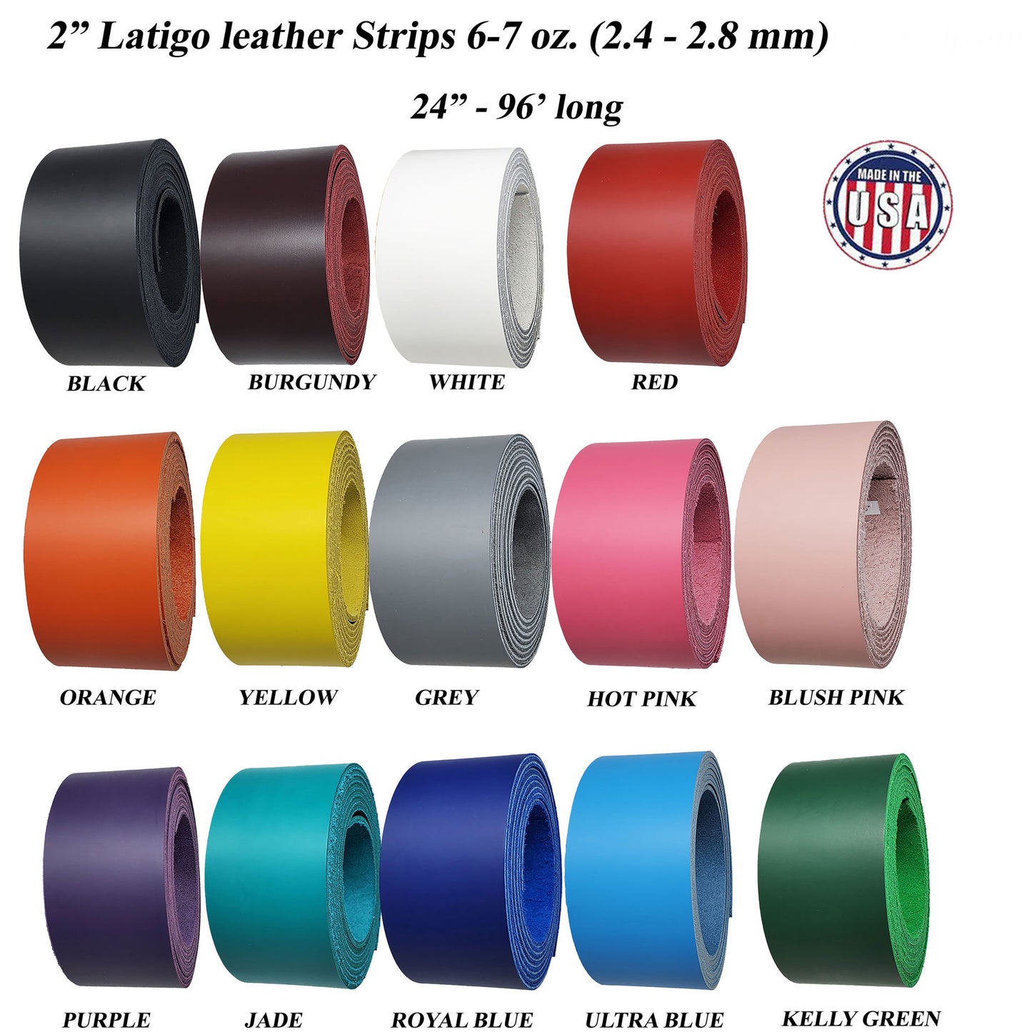 Leather strips-straps-2" wide Latigo-many colors