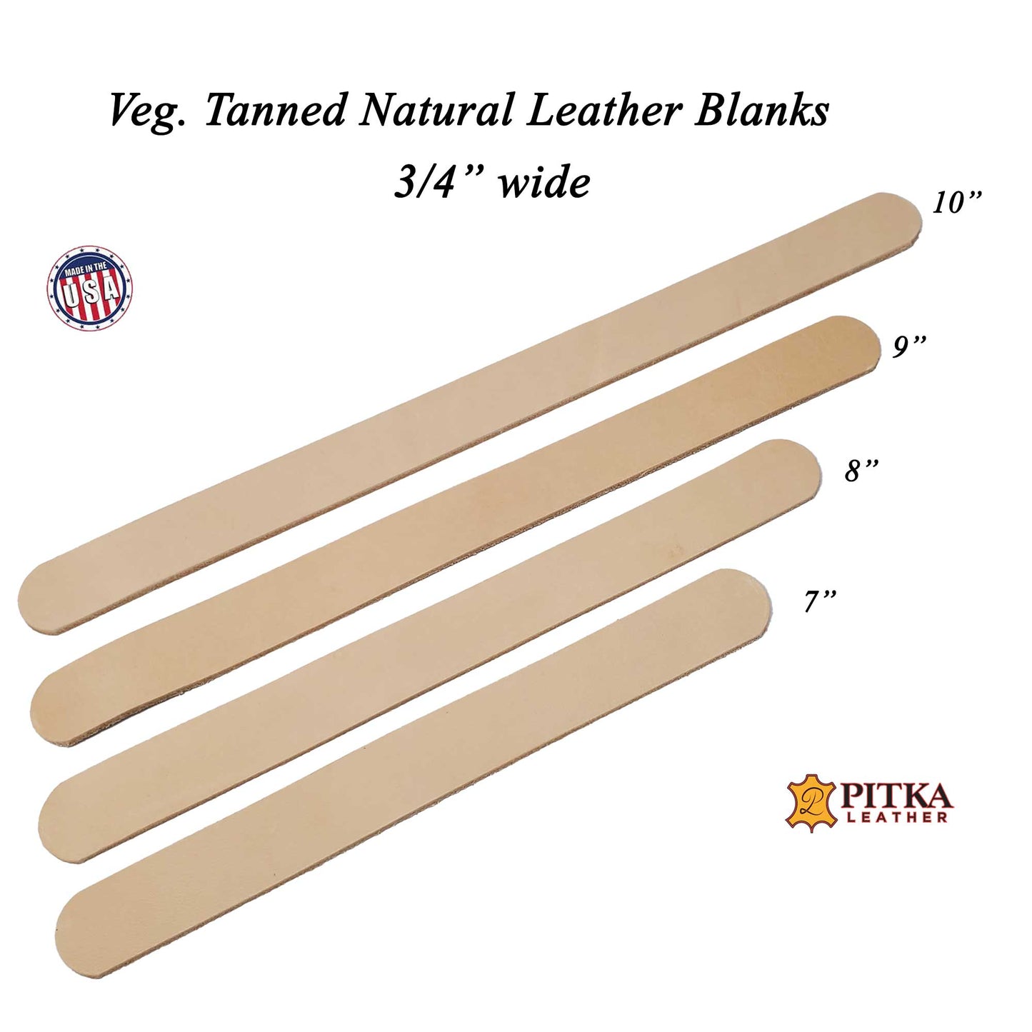 Vegetable Tanned Natural Leather Blanks 3/4"-8 Pack