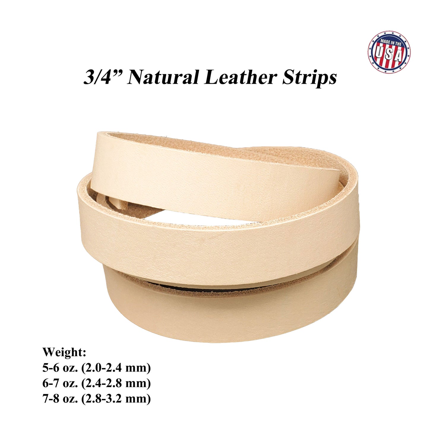 Vegetable Tanned Leather Strips 3/4"