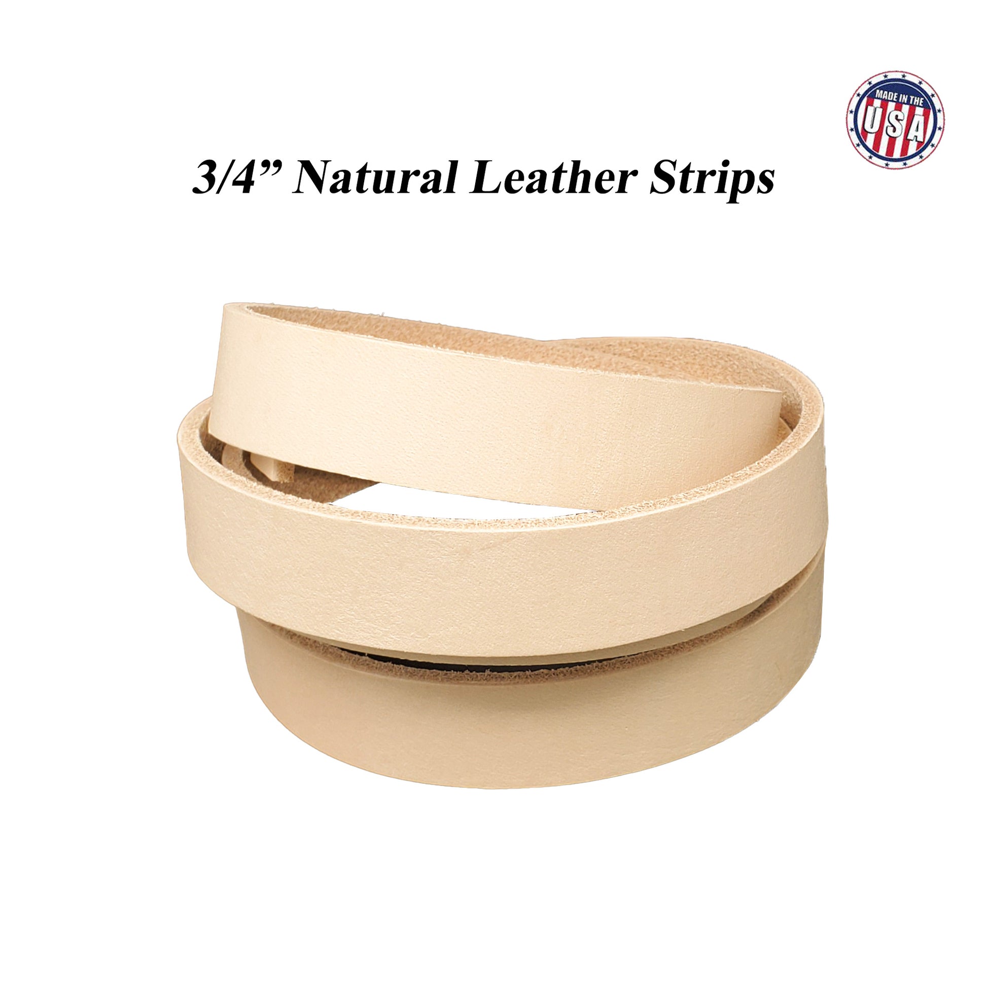 Leather strips vegetable tanned 3/4" wide -up to 96" long