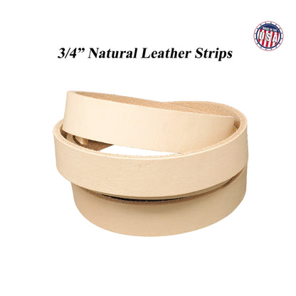 Leather strips vegetable tanned 3/4" wide -up to 96" long