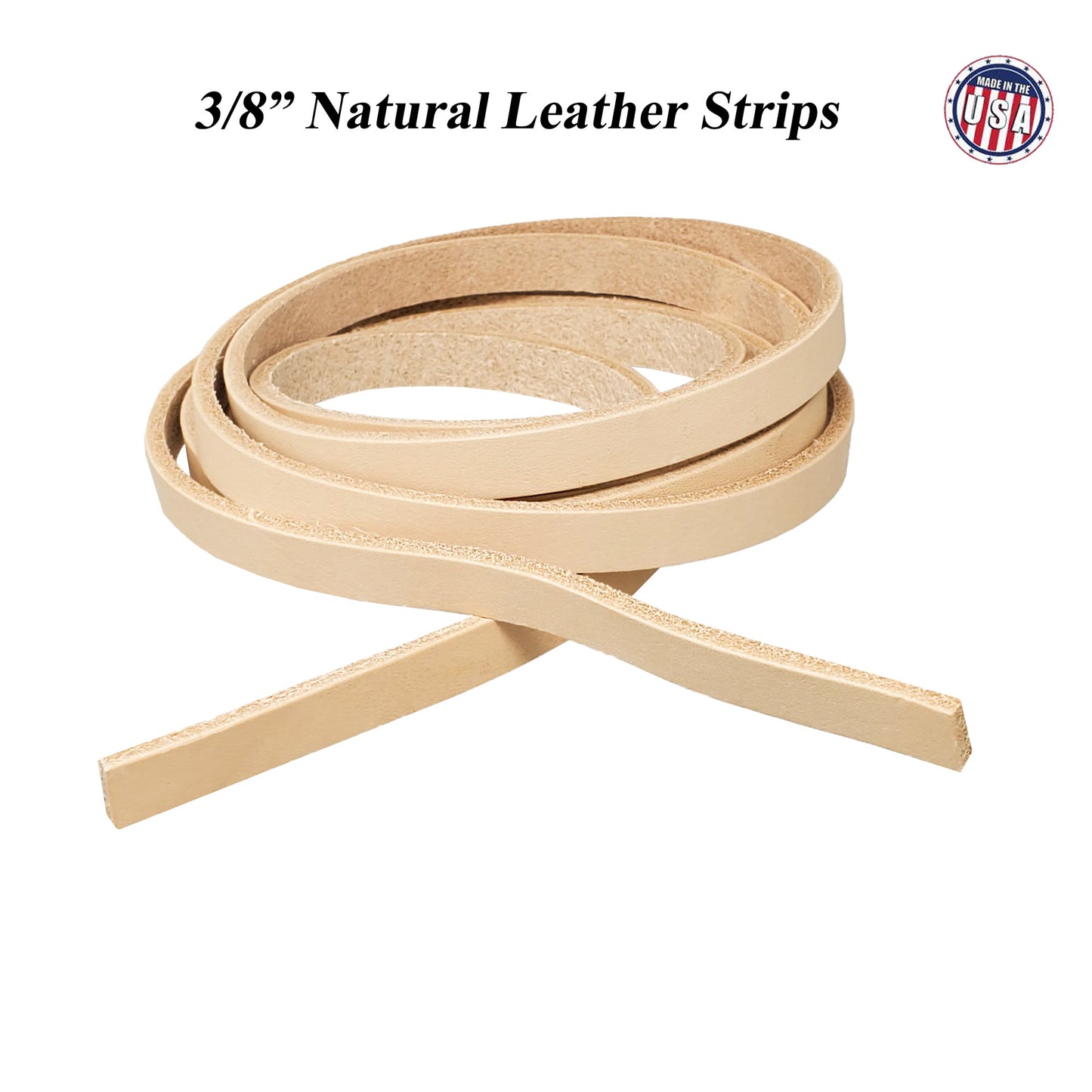 Vegetable tanned Leather Strips 3/8" wide up to 96" long