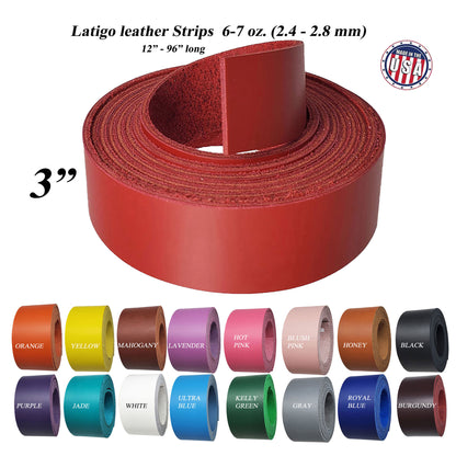 Leather strips latigo 3 wide-many colors