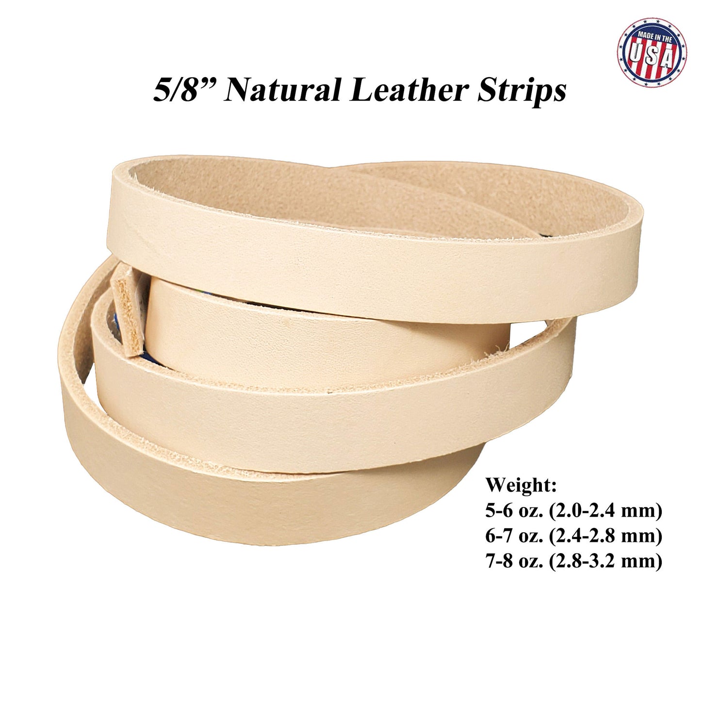 Vegetable Tanned Leather Strips 5/8"