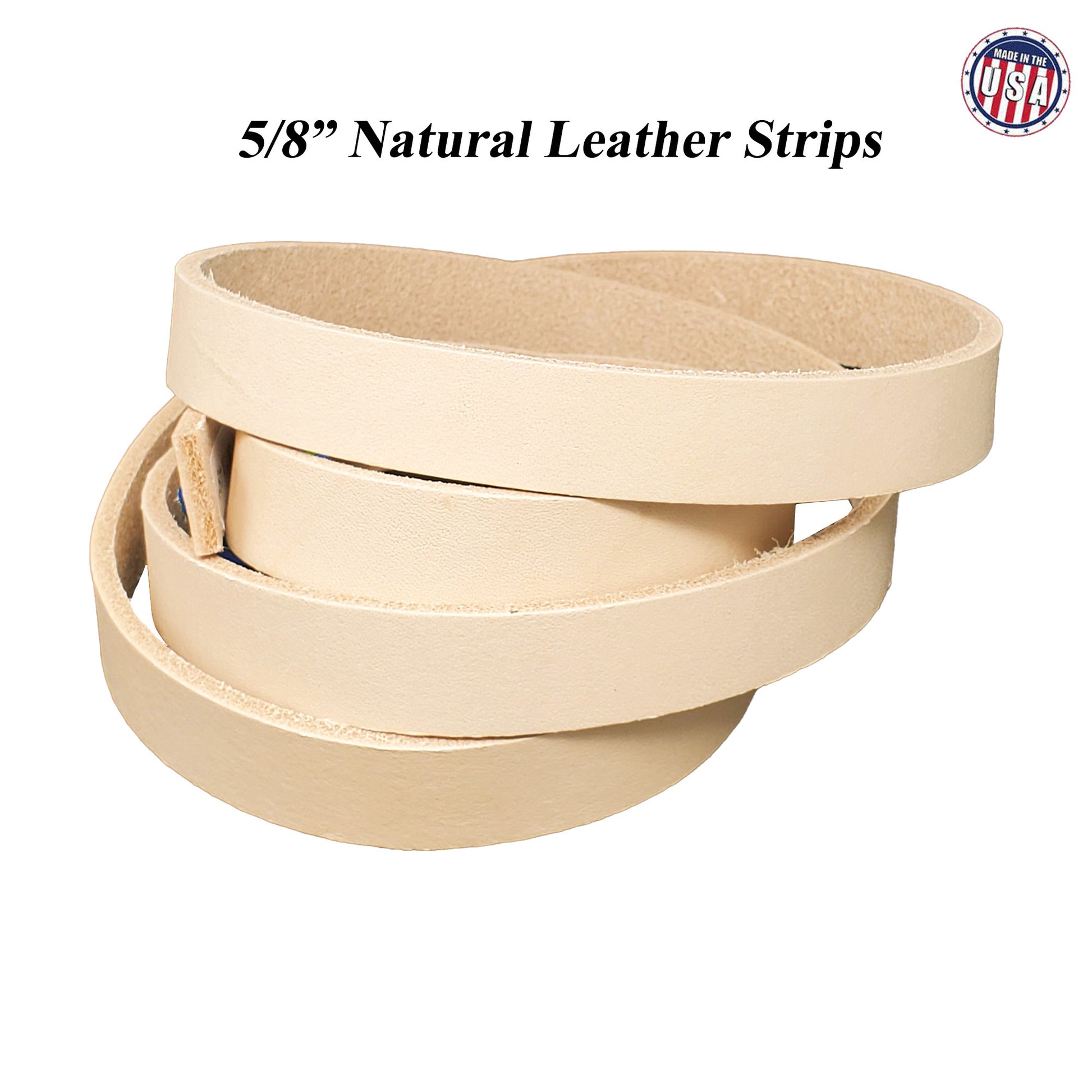 Leather strips vegetable tanned 5/8" wide - up to 96" long