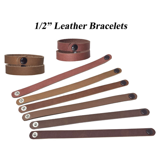 Leather Wristbands 1/2 Inch - Blank, Customization ready