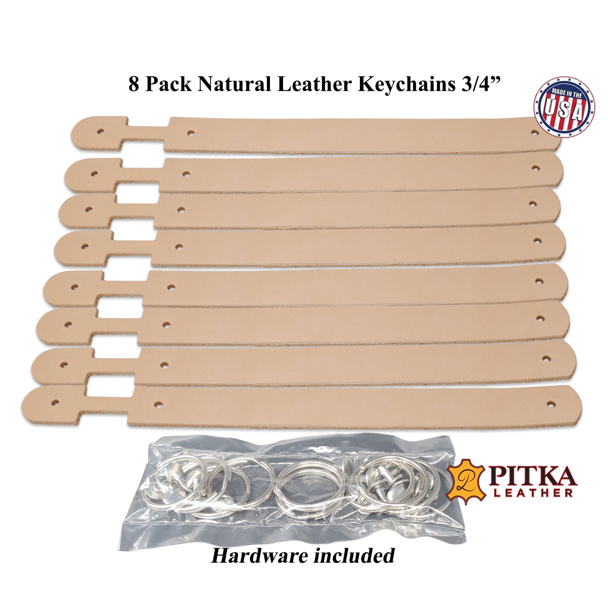 Blank leather Keychains 3/4" - 8 Packs option