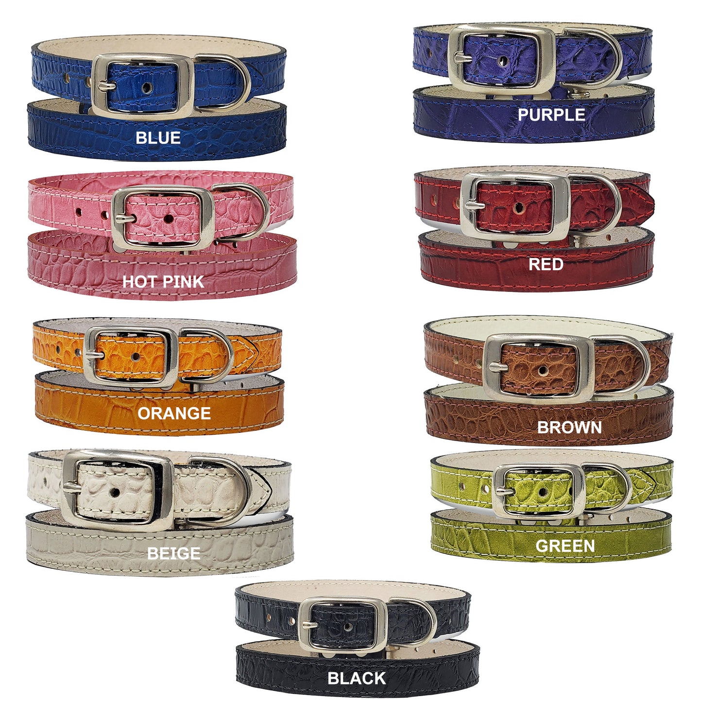 5/8" Luxury Croc Leather Small Dog Collar – Perfect Fit for Small Breeds