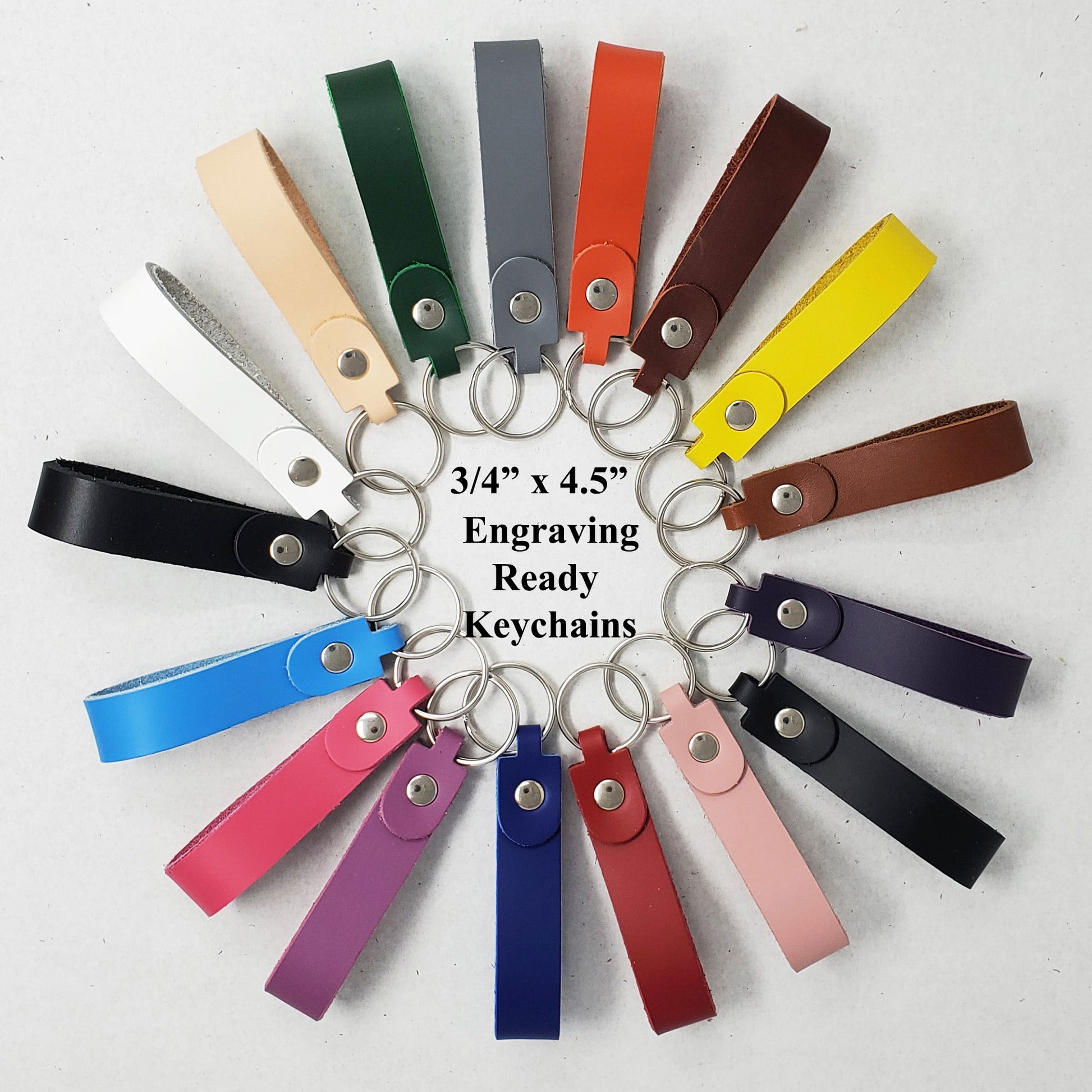 Leather key-fobs blank engraving ready 18 colors