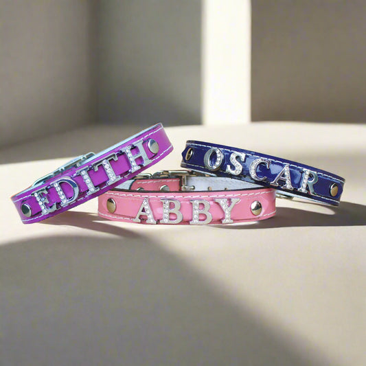 5/8" Patent Leather Dog Collar – Add Your Pet’s Name in Rhinestones!