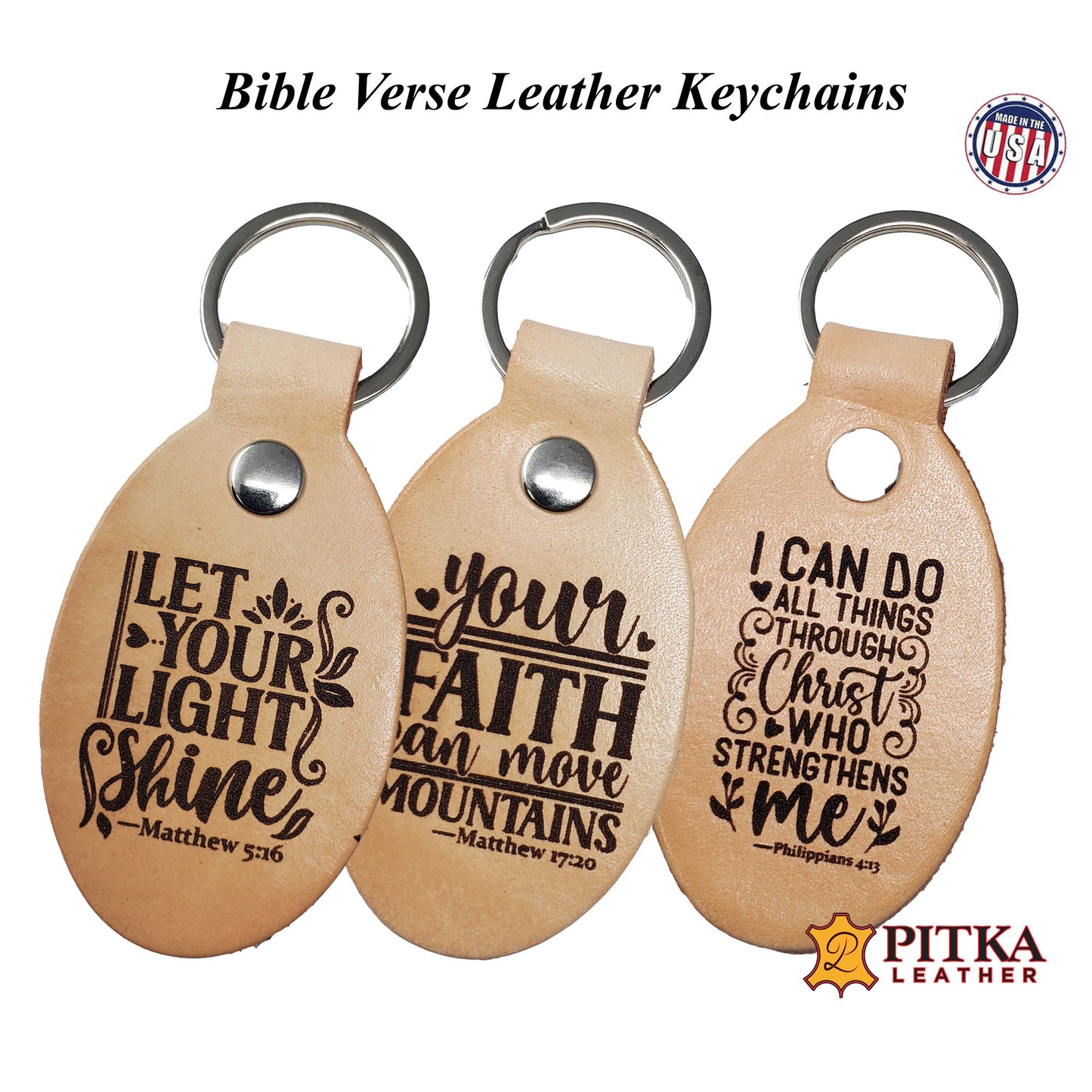 Bible Vese Leather Keychains Laser Engraved