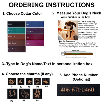 Personalized dog collars ordering instruction