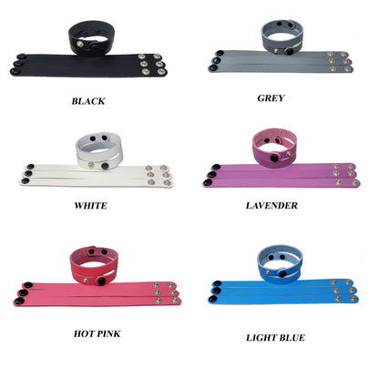 Leather bracelets blank 1/2 inch wide in many colors. The bracelets feature a smooth surface suitable for customization.