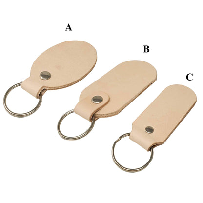 Double sided vgetable tanned lether keychains model options.