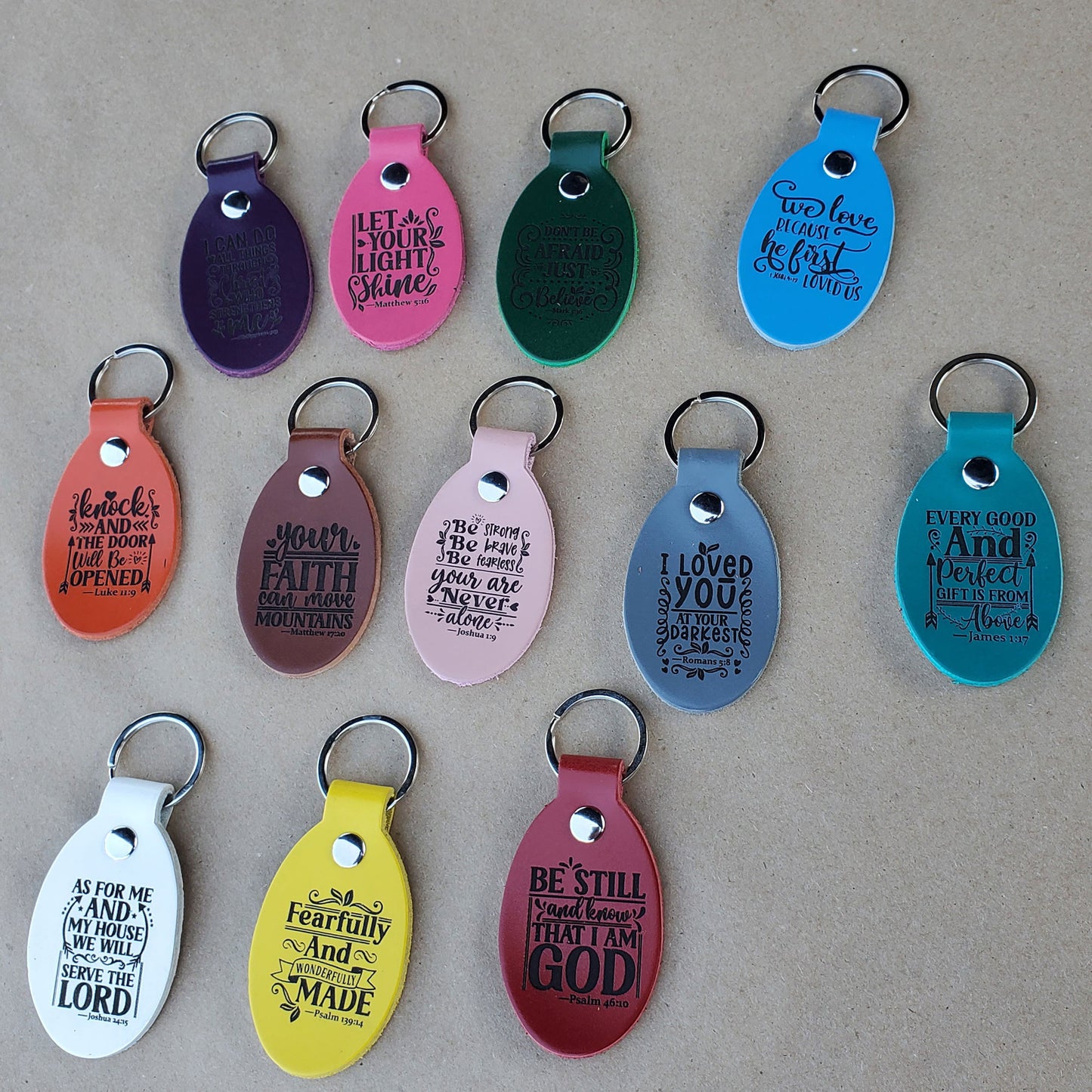 Bible Verse Leather Keychains Laser Engraved