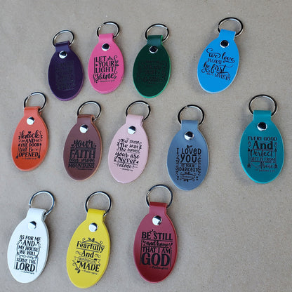 Bible Verse Leather Keychains Laser Engraved