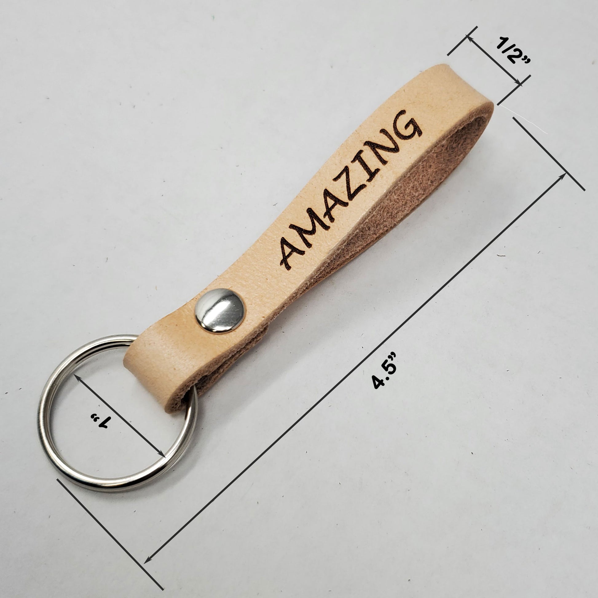 Bible verse leather keychains 1/2" laser engraved - measurment