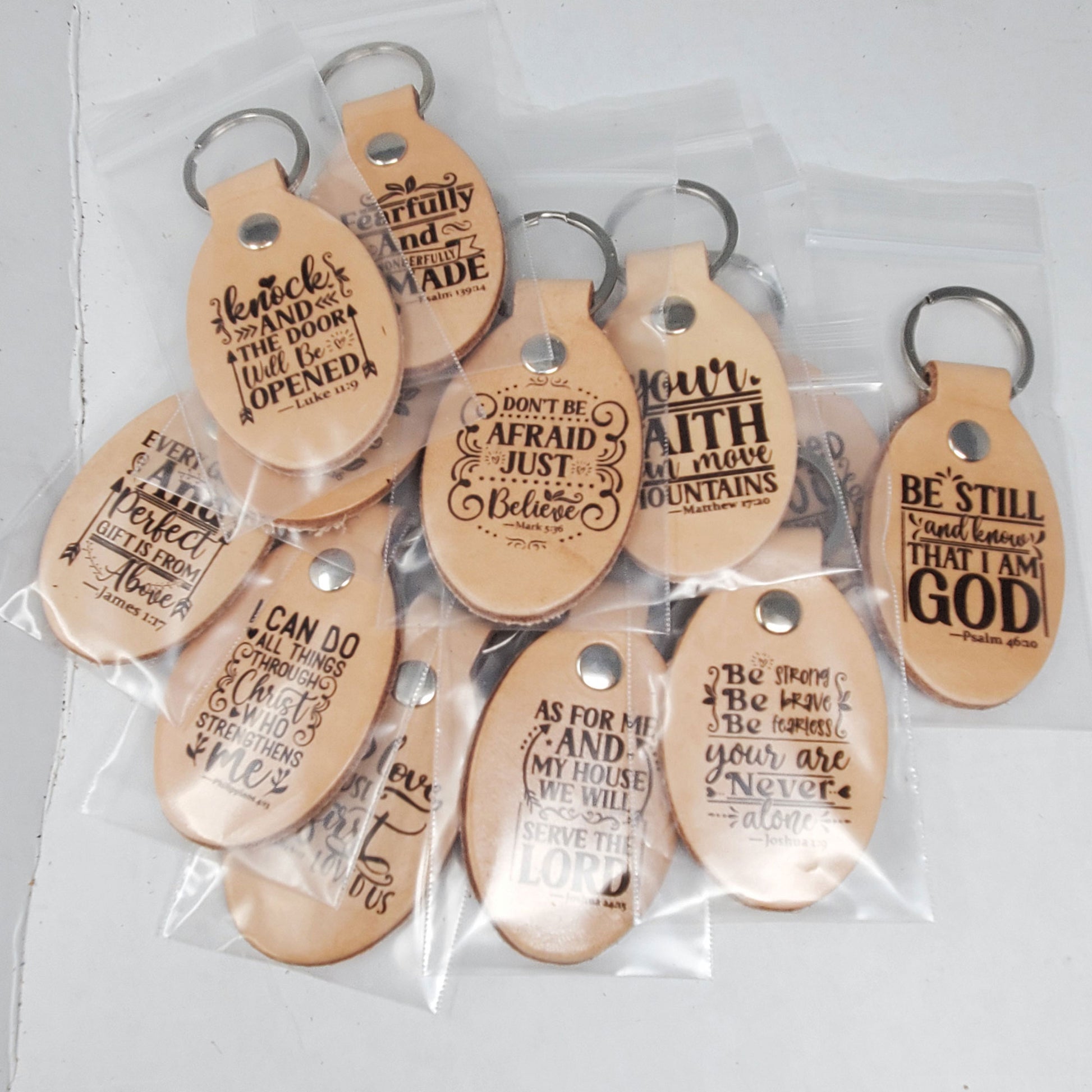 bible verse keychains packaging