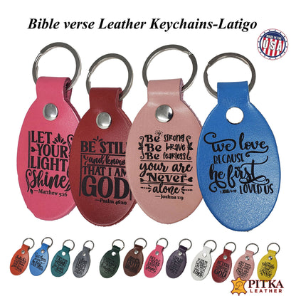 Bible Verse Leather Keychains Laser Engraved