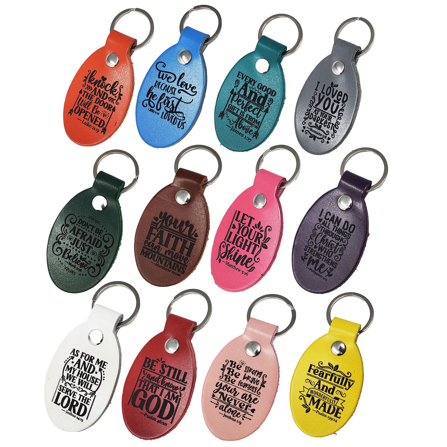 Bible Verse Leather Keychains Laser Engraved