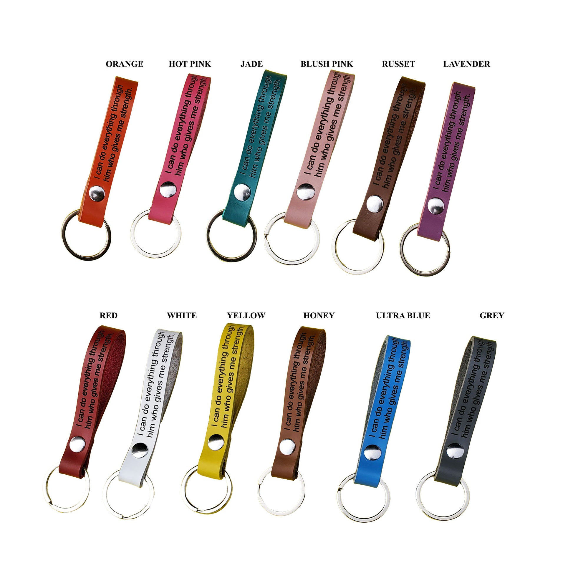 Bible Verse Keychains Leather Colors Options