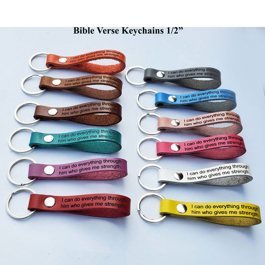 Bible Verse leather Keychains in 12 Colors