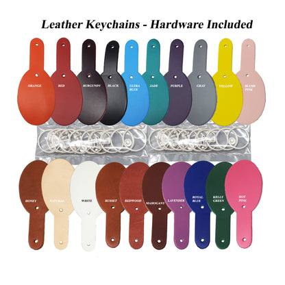 Oval leather keychain blanks in 18 bright leather colors-engraving ready