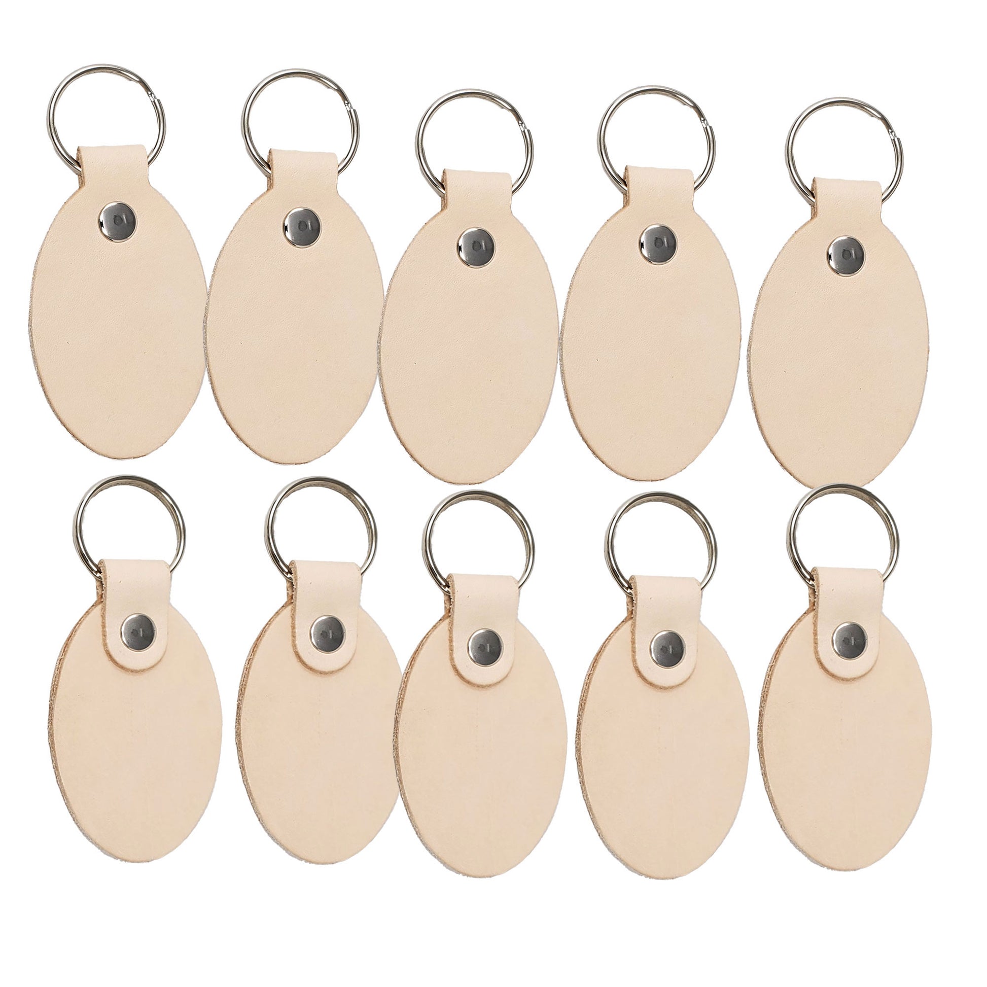 Vegetable Tanned Double Sided Leather Keychains oval