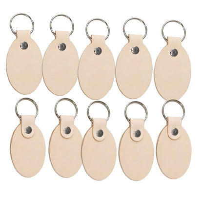 Vegetable Tanned Double Sided Leather Keychains oval