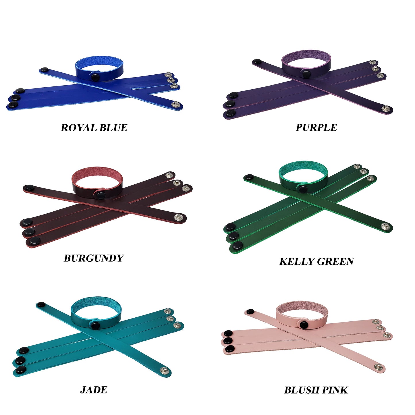 Full grain Leather wristbands blank, 1/2 inch wide in various colors. The bracelets feature a smooth surface suitable for customization