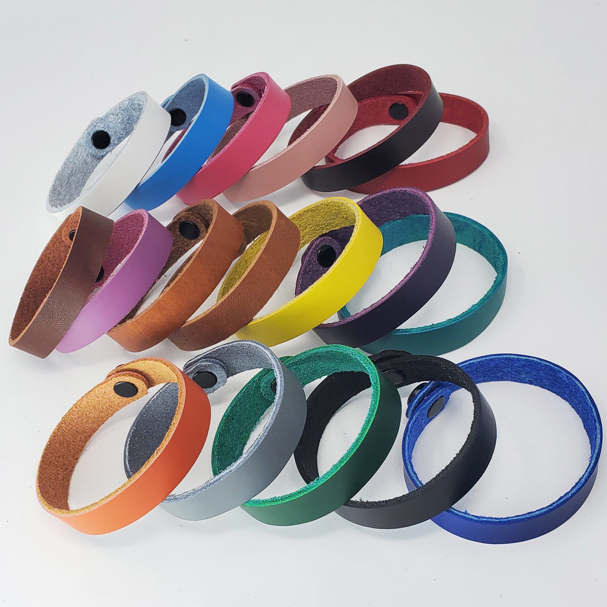 blank leather bracelets 1/2" wide - 18 colors