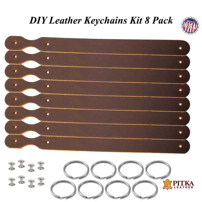 Leather keychains DIY kit with harware included-8 Pack