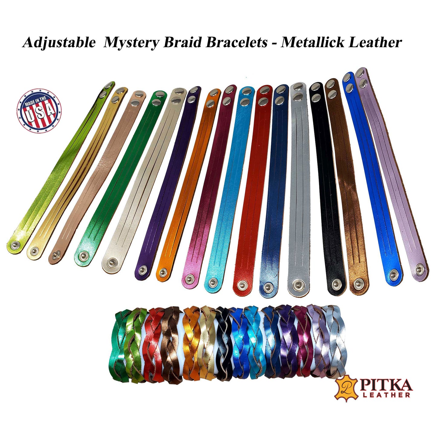 Mystery Braid Bracelets DIY kit. Mixed colors Metallic Leather. No tool required - just braid and wear