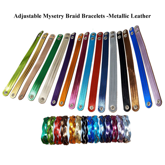 Metallic leather Bracelets DIY Kit in 16 colors. No tool required - just braid and wear