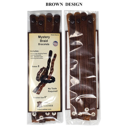 DIY kit for brown mystery braid leather bracelets, including all materials and instructions-just braid and wear