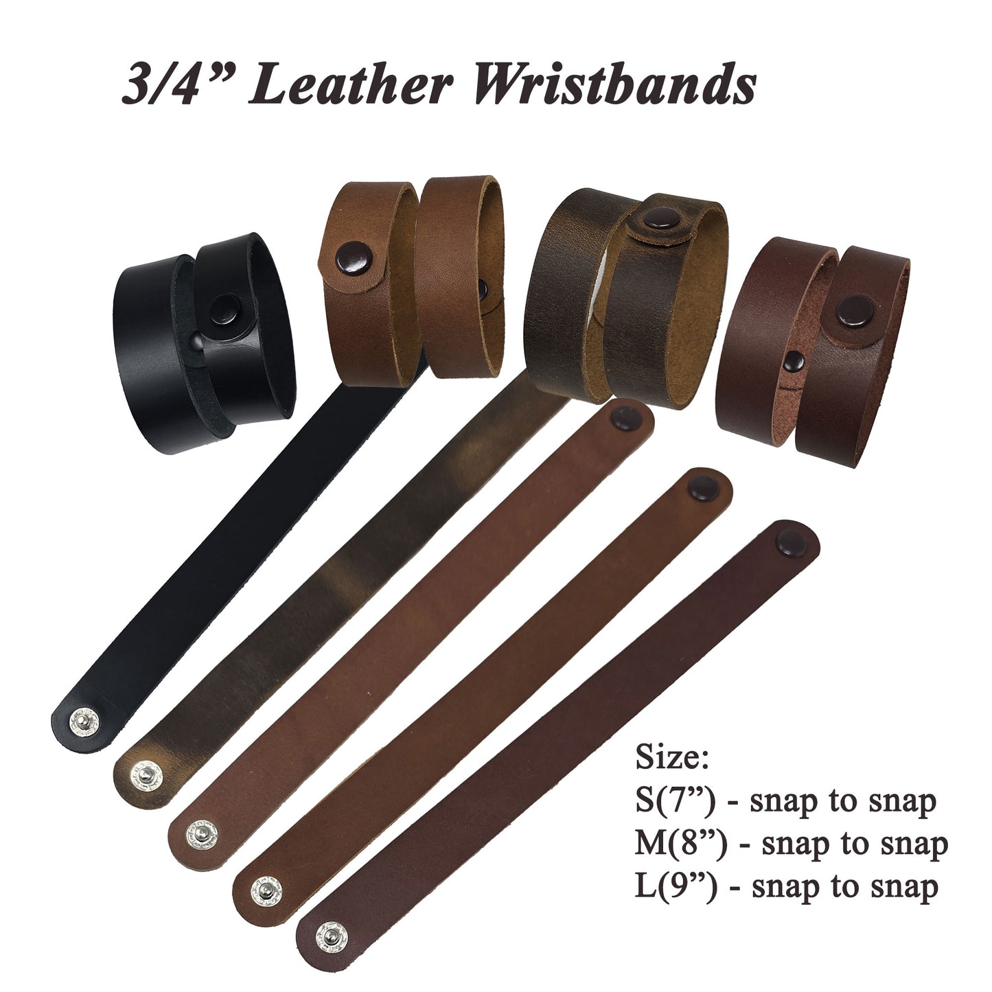 Leather Wristbands 3/4 Inch - Blank, Customization ready