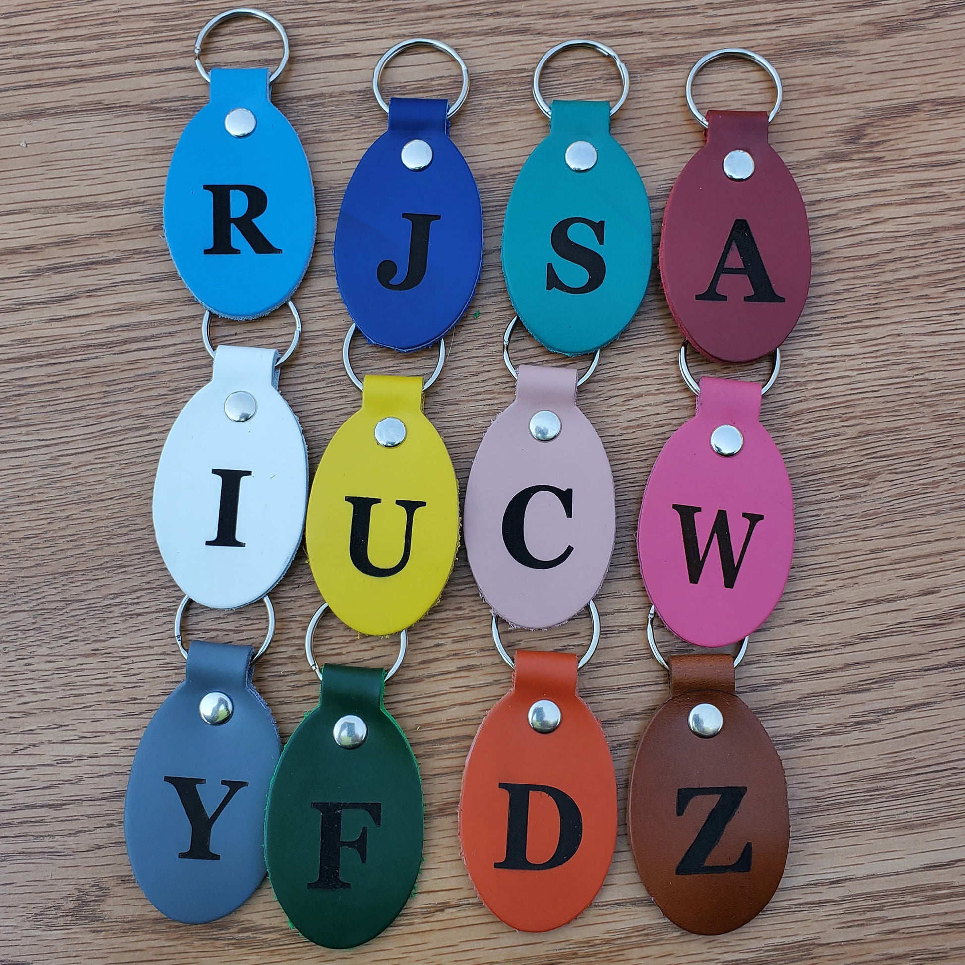 Personalized Leather Keychains monogramed available in many colors