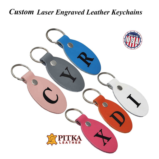 Personalized Leather Keychains monogramed available in many colors