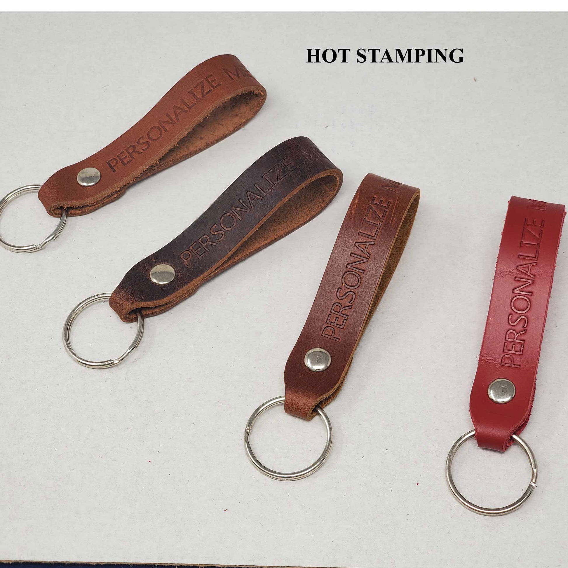 Personalized leather keychains hot stamped