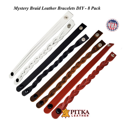 DIY kit for black mystery braid leather bracelets, including all materials and instructions -just braid and wear