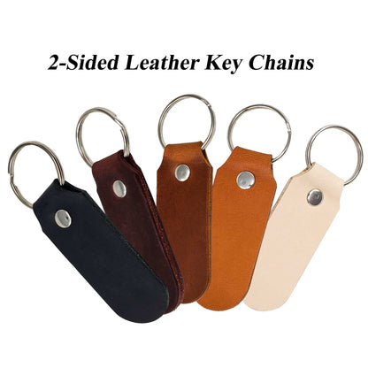 Blank double-sided leather keychains, high-quality and customizable, ideal for crafting personalized keychains and accessories.