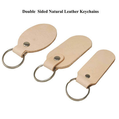 vegetable tanned leather keychains double sided 