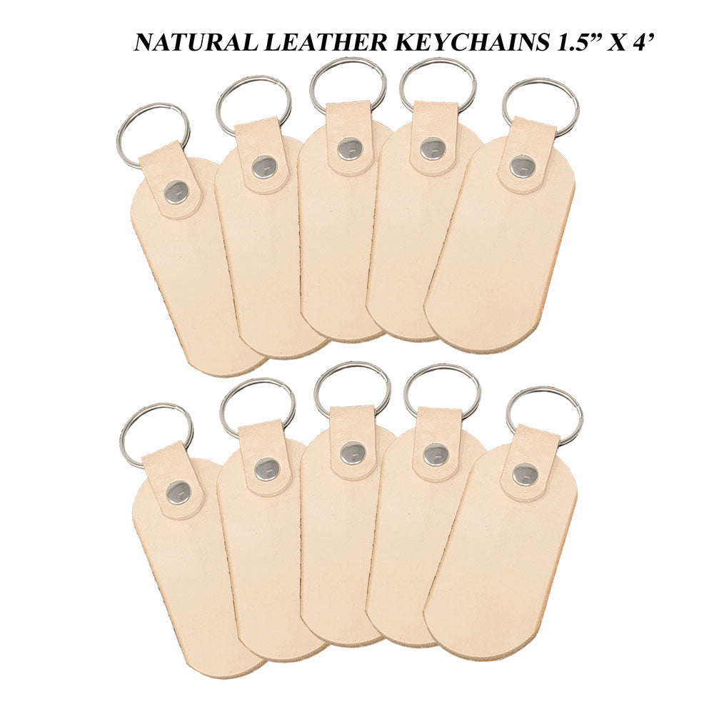 vegetable tanned leather keychains stamping ready