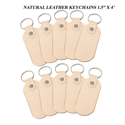 vegetable tanned leather keychains stamping ready