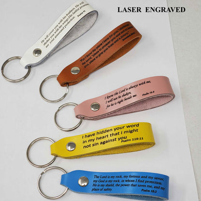 bible verse leather keychains